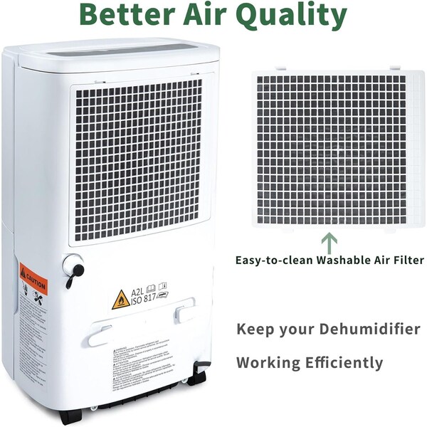 Edendirect Dehumidifier, 12.71 Pints, White, 10.47 in, 115 V - IR-UDZ1150P