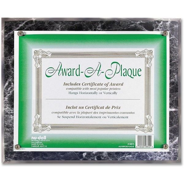 Nudell Award Plaques, Horizontal/Vertical, 13"x10-1/2", Black Marble - NUD18815M