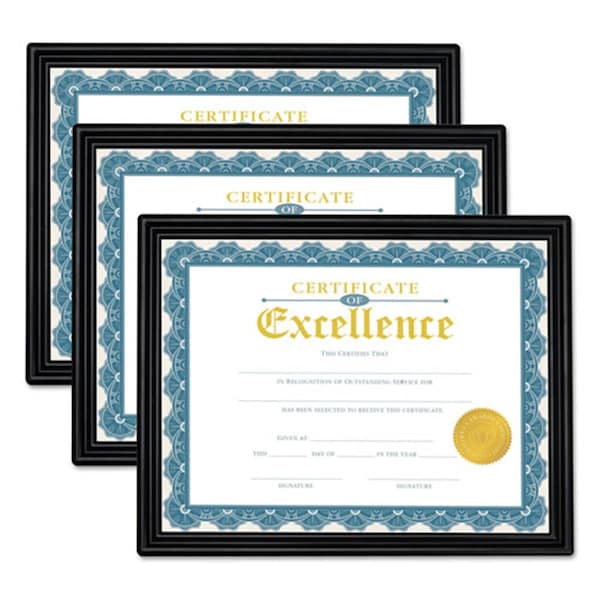 Universal Office Products 8.5 x 11 in. All Purpose Document Frame, Black, 3PK - 76848