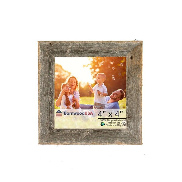 Barnwoodusa Rustic Farmhouse Reclaimed 4x4 Picture Frame (Nat. Weathered Gray) - 672713216223