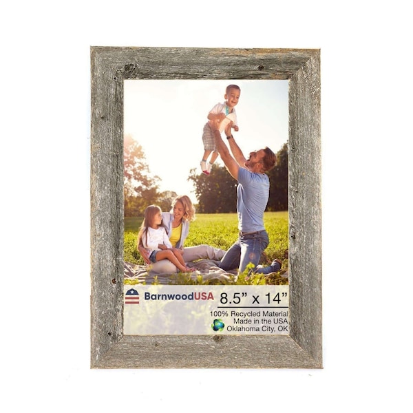 Barnwoodusa Rustic Farmhouse Reclaimed 8.5x14 Picture Frame (Nat. Weathered Gray) - 855490008261