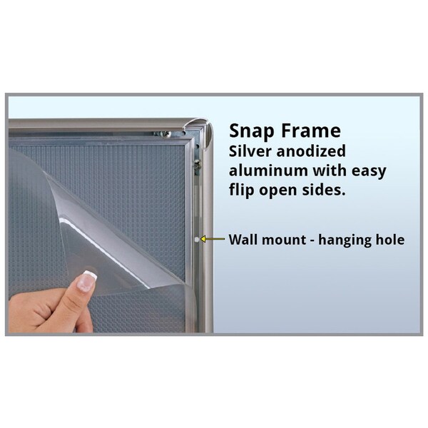 Azar Displays 22''W x 28''H Vertical/Horizontal Weatherproof Poster Snap Frame - 300233-SLV