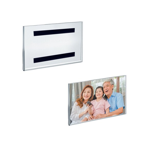 Azar Displays Clear Acrylic Magnet Back Photo Frames 7'' W x 5'' H - Horizontal / Landscape, GIFT SHOP, 2PK - 129928-GS-2PK