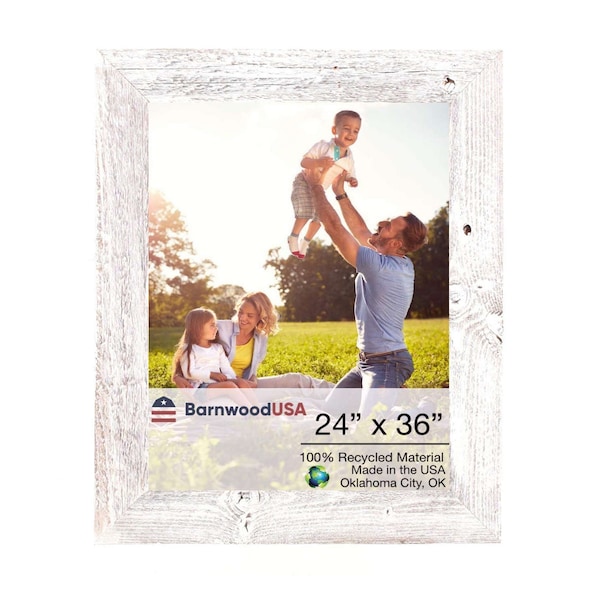 Barnwoodusa Rustic Farmhouse Reclaimed 24x36 Picture Frame (White Wash) - 840075883074
