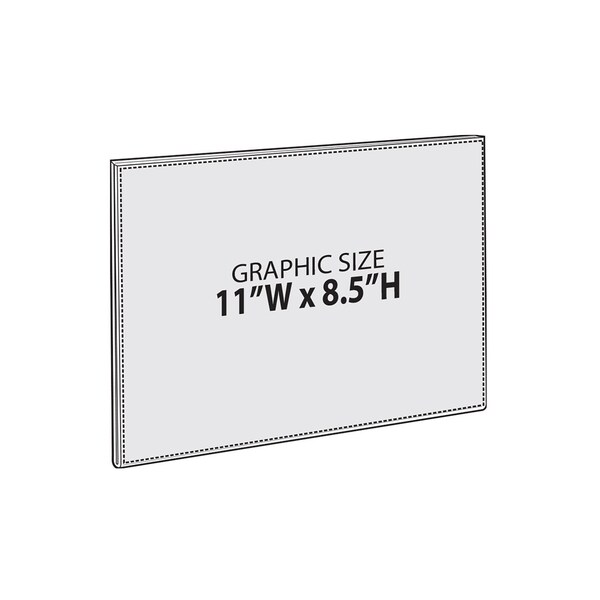 Azar Displays Clear Acrylic 11'' x 8.5'' Magnetic U-Frame, 2PK - 129922-GS-2PK