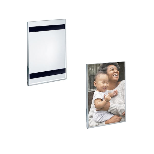 Azar Displays Clear Acrylic Magnet Back Photo Frames 5'' W x 7'' H - Vertical / Portrait, GIFT SHOP, 2PK - 129927-GS-2PK