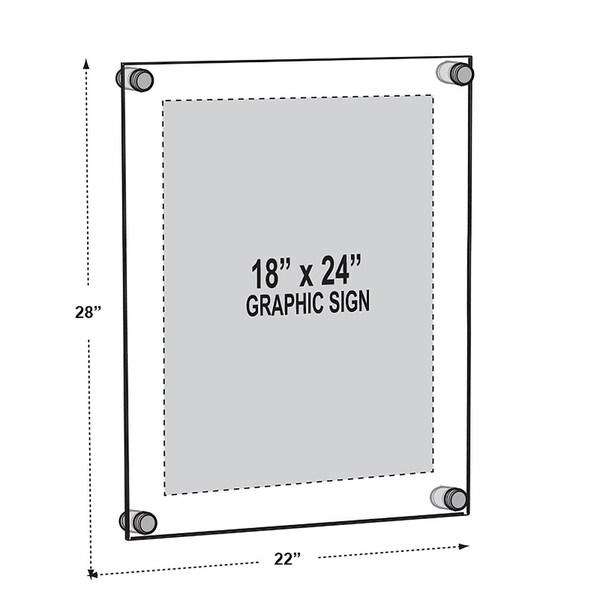 Azar Displays Floating Acrylic Wall Frame with Gold Stand Off Caps - 105524-GLD