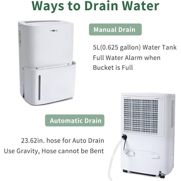 Edendirect Dehumidifier, 9.08 pints, White, 9.45 in, 115 V - ED-UDZ1-120P