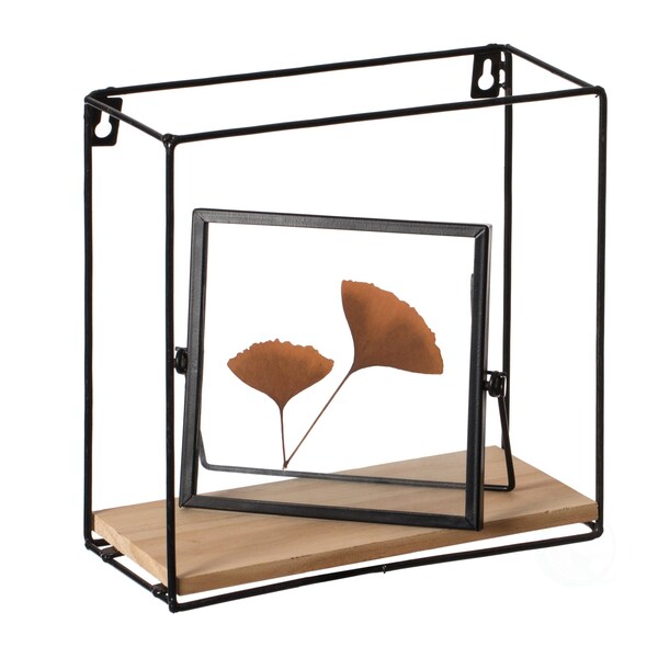 Vintiquewise Rectangle, Wooden Board with Metal Frame Wall Mount Floating Shelf - QI004159