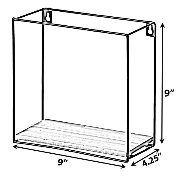 Vintiquewise Rectangle, Wooden Board with Metal Frame Wall Mount Floating Shelf - QI004159