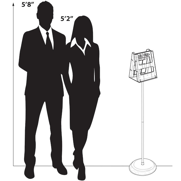 Azar Displays 2-Pocket Acrylic Literature Holder Floor Stand for 8.5'' x 11'' Paper - 300858