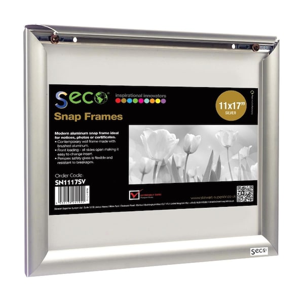 Seco 11 x 17 in. Front Load Easy Open Snap Poster-Picture Silver Anodized Aluminum Frame - SE475929