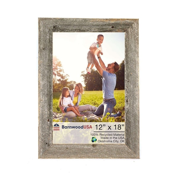 Barnwoodusa Rustic Farmhouse Reclaimed 12x18 Picture Frame (Nat. Weathered Gray) - 855490008070
