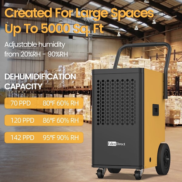 Elexnux Dehumidifier, Yellow, 20.28 in, 115 V - IROL50-56DY