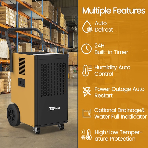 Elexnux Dehumidifier, Yellow, 20.28 in, 115 V - IROL50-56DY