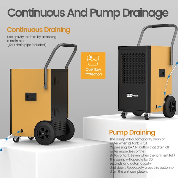 Elexnux Dehumidifier, Yellow, 20.28 in, 115 V - IROL50-56DY