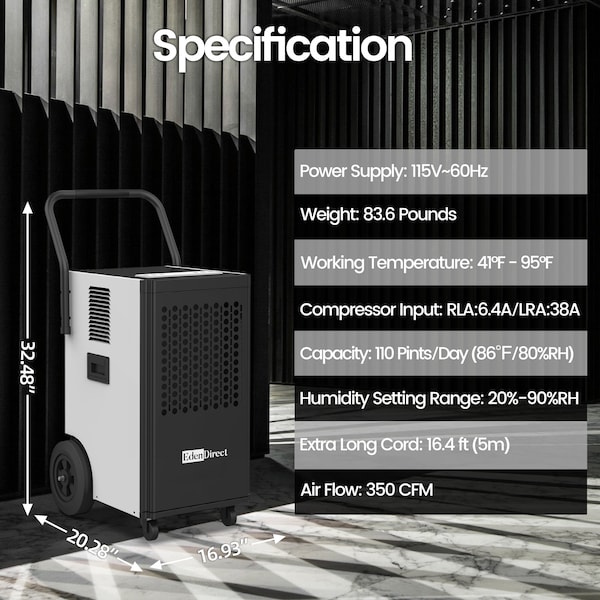 Elexnux Dehumidifiers, White, 16.93 in, 115V - ZROL50-56