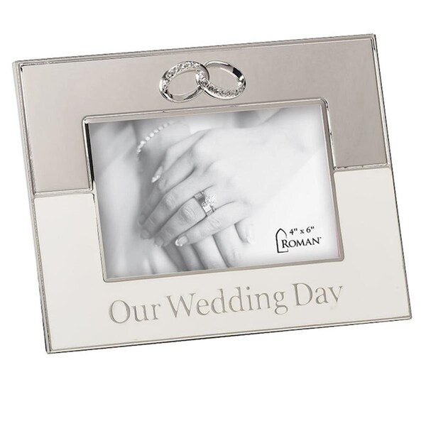 Roman 6.5 in. Our Wedding Day Photos Frame, White & Silver - 234274