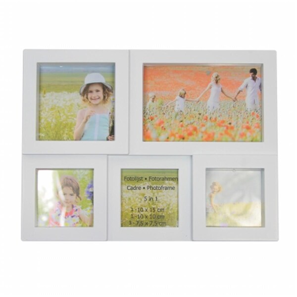 Purely Pecan 11.5 in. White Multi Sized Puzzled Photo Picture Frame Collage Wall Decoration - 32013895