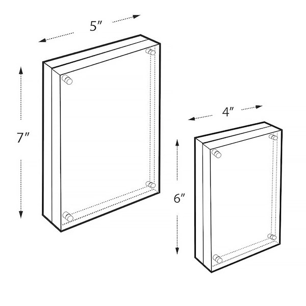 Azar Displays Clear Acrylic Magnetic Photo Block Frame Set with 4x6 and 5x7 size Frames - 104437-SET-GS