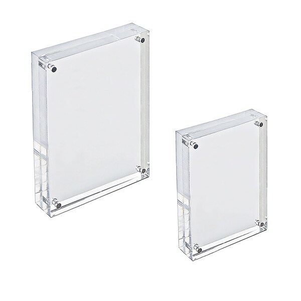 Azar Displays Clear Acrylic Magnetic Photo Block Frame Set with 4x6 and 5x7 size Frames - 104437-SET-GS