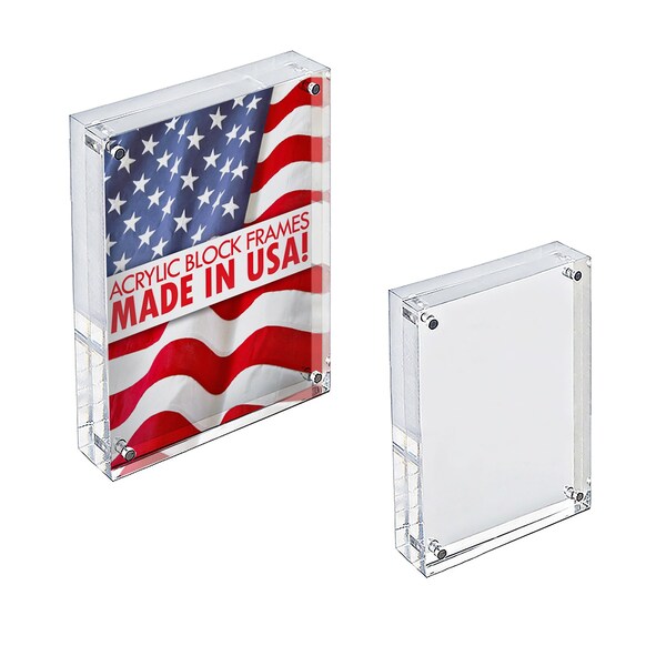 Azar Displays Clear Acrylic Magnetic Photo Block Frame Set with 4x6 and 5x7 size Frames - 104437-SET-GS