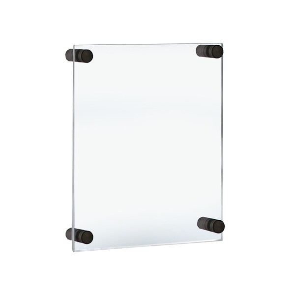 Azar Displays Floating Acrylic Wall Frame with Silver Stand Off Caps: 11'' x 17'' Graphic Size - 105508-BLK