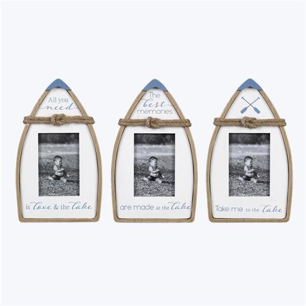 Designs-Done-Right 4 x 6 in. Wood Boat Shaped Tabletop Picture Frame, Assorted Color - 3 Piece - DE4269595