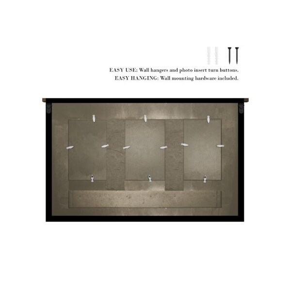 Hastings Home Wall Shelf and Picture Collage with Ledge, 3 Hanging Hooks, Frame Decor Shelving Holds 4x6 Photos - 111985UUV