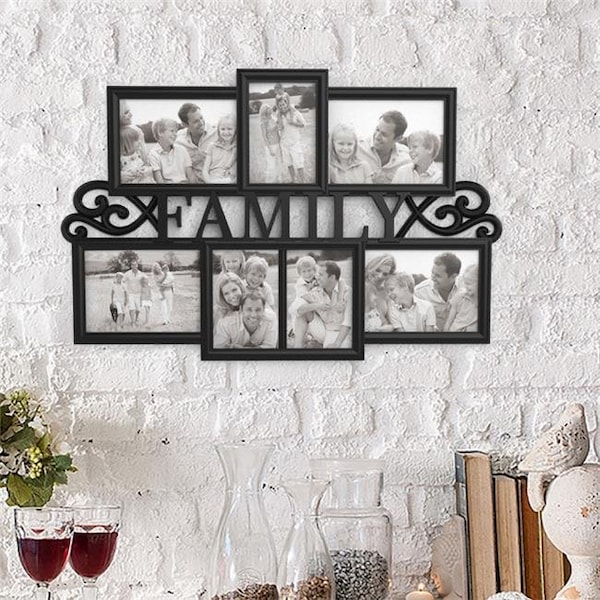 Lavish Home Lavish Home 80-COLL-3 Family Collage Picture Frame with 7 Openings for Three 4 x 6 & Four 5 x 7 Photos; Black - 80-COLL-3