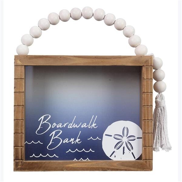 Youngs Wood Framed Coastal Ombre Bank with Blessing Bead Handle - 62231