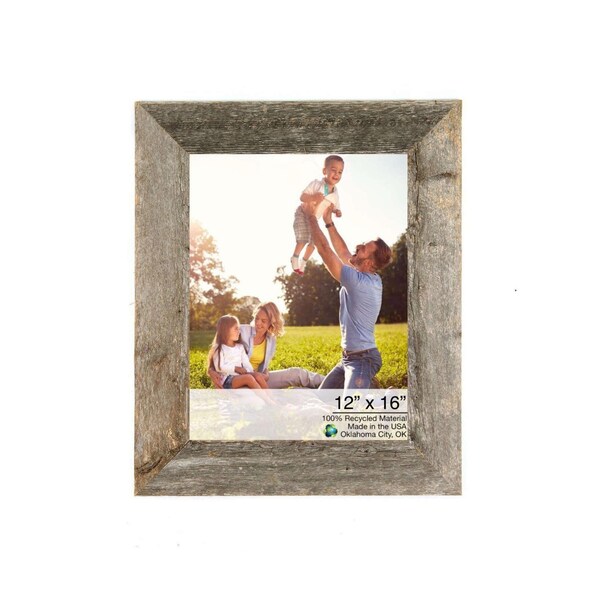 Homeroots 12 x 16 in. Rustic Farmhouse Gray Wood Picture Frame - 386503