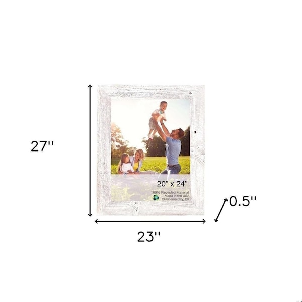 Homeroots 20 x 24 in. Rustic Farmhouse White Wash Wood Picture Frame - 386530