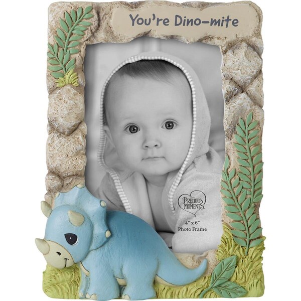 Precious Moments 8.5 in. Resin & Glass Triceratops Dinosaur Photo Frame Multi Color - 223406