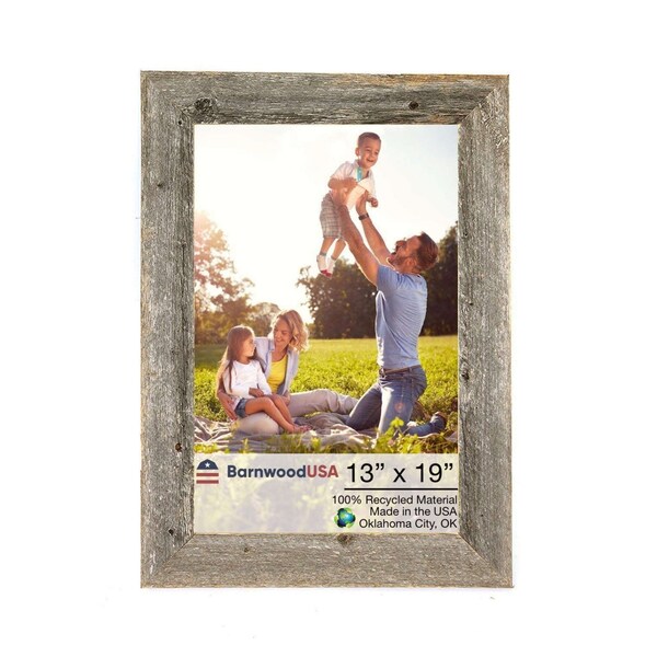 Barnwoodusa Rustic Farmhouse Reclaimed 13x19 Picture Frame (Nat. Weathered Gray) - 855490008278