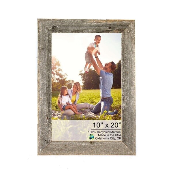 Palacedesigns 10 x 20 in. Rustic Farmhouse Dark Gray Wood Picture Frame - PA3670046