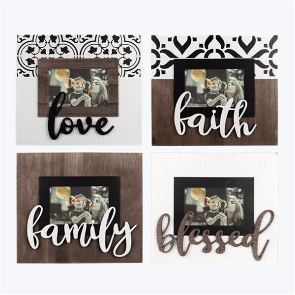 Youngs Wood Photo Frame with Lift Letters, Assorted Color - 4 Piece - 20899