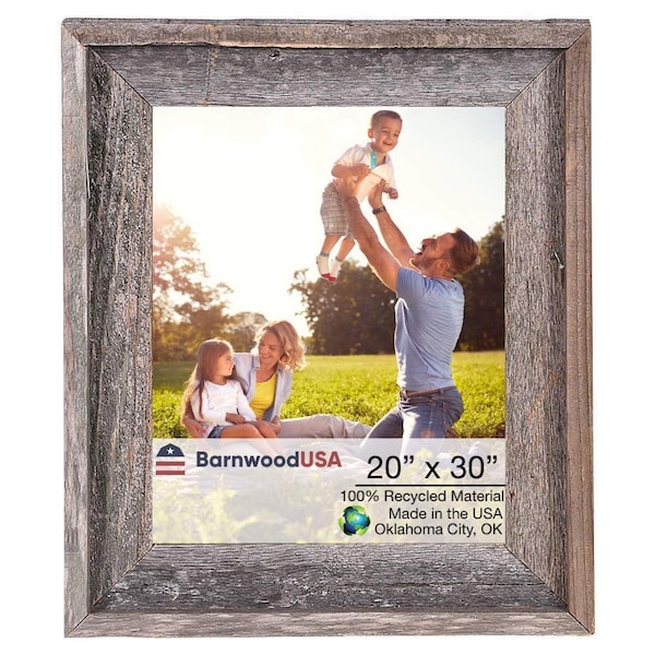 Barnwoodusa Rustic Signature Reclaimed 20x30 Picture Frame (Nat. Weathered Gray) - 855490008865