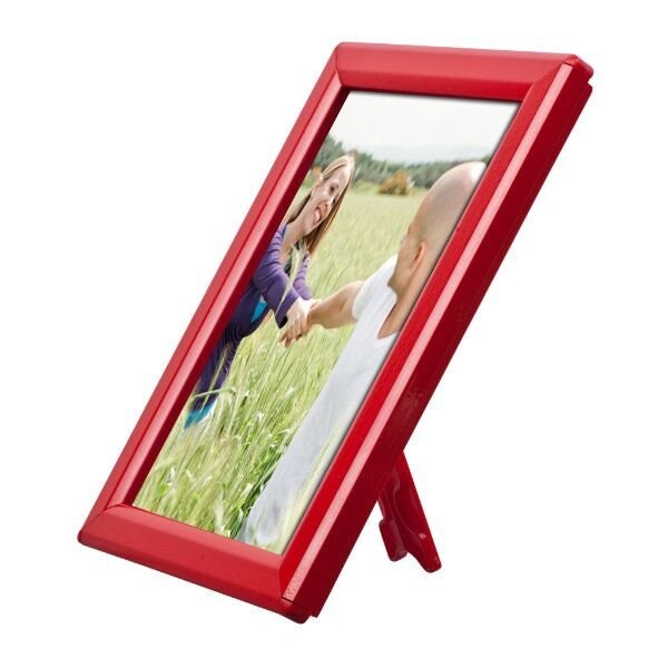 M&T Displays Opti Frame 5 in. X 7 in. Poster Size 0.55 in. Red RAL 3020 Profile, Mitred Corner, w/Back Support - UCP145R157X2990