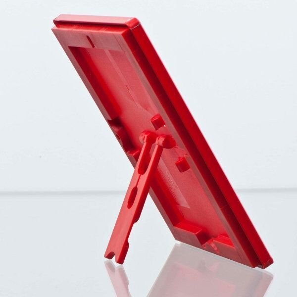M&T Displays Opti Frame 5 in. X 7 in. Poster Size 0.55 in. Red RAL 3020 Profile, Mitred Corner, w/Back Support - UCP145R157X2990
