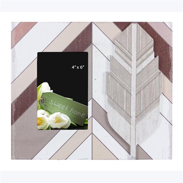 Youngs 4 x 6 in. MDF & Wood Home Picture Frame with Raised Feather - 12453