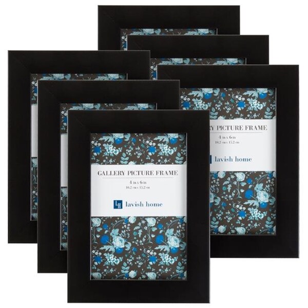 Lavish Home Lavish Home 82-FR46B 4 x 6 in. Picture Frame Pack; Black - Set of 6 - 82-FR46B