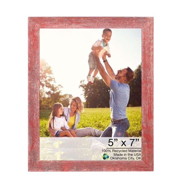 Homeroots 5 x 7 in. Rustic Farmhouse Red Wood Picture Frame - 386566