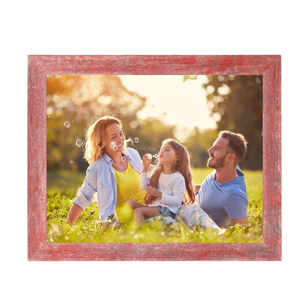 Homeroots 5 x 7 in. Rustic Farmhouse Red Wood Picture Frame - 386566