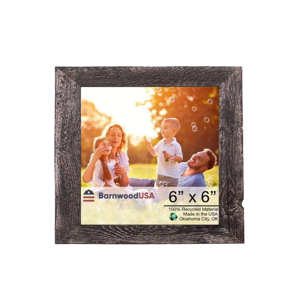 Barnwoodusa Rustic Farmhouse Reclaimed 6x6 Picture Frame (Smoky Black) - 672713219811