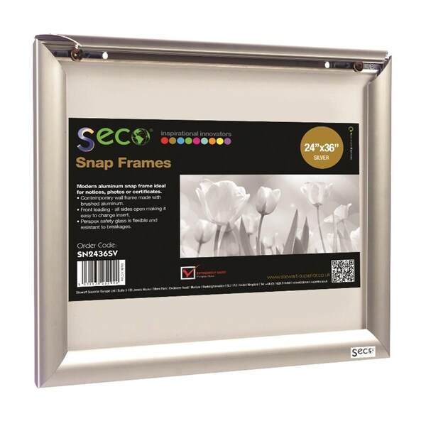 Seco 24 x 36 in. Front Load Easy Open Snap Poster-Picture Silver Anodized Aluminum Frame - SN2436-SV