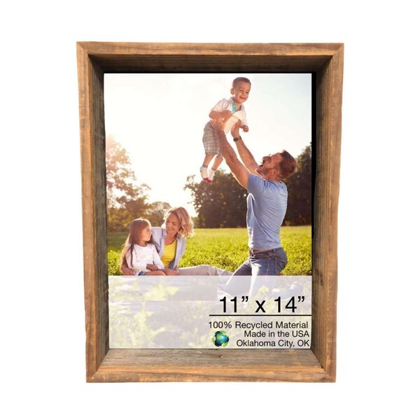 Palacedesigns 12 x 16 in. Rustic Weathered Grey Box Picture Frame with Hanger - PA3655072