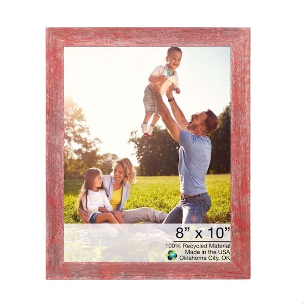 Homeroots 8 x 10 in. Rustic Farmhouse Red Wood Picture Frame - 386569