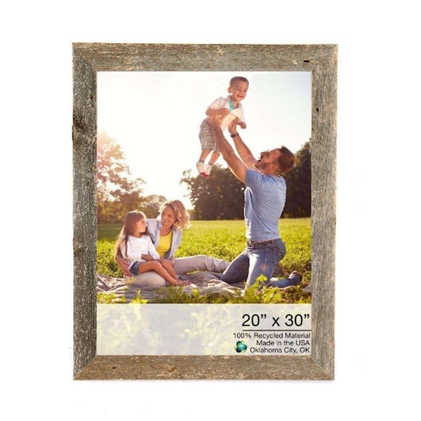 Palacedesigns 20 x 30 in. Rustic Farmhouse Weathered Gray Wood Picture Frame - PA3658056