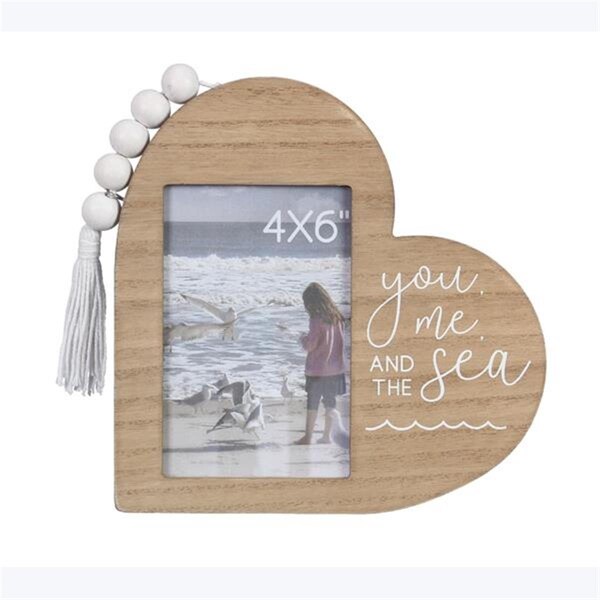 Youngs 4 x 6 in. Wood Coastal Neutral Heart Picture Frame - 62313